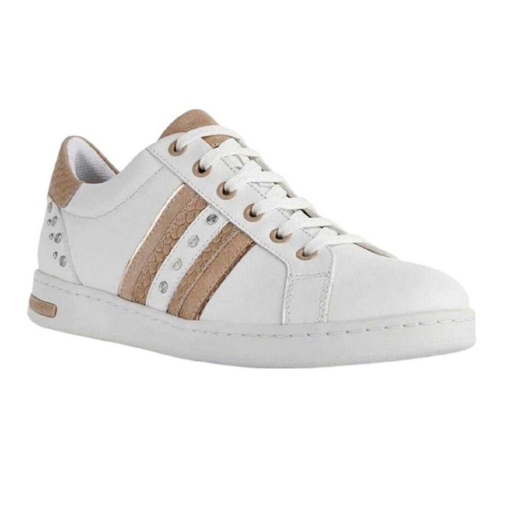 Geox Womens/Ladies Jaysen Leather Flat Sneakers / White/Pale Skin